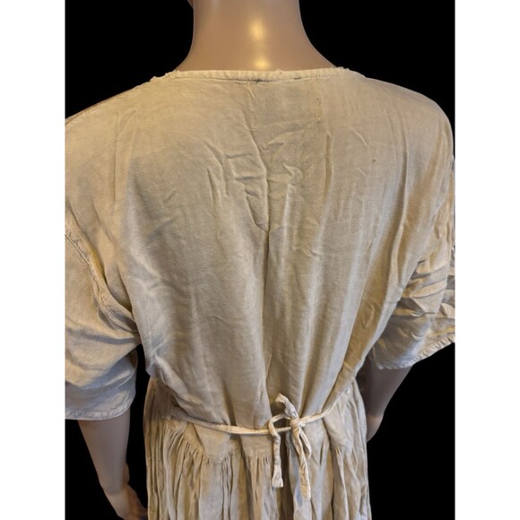 Vtg 70s CREEM Dress Hippie Boho Viscose Maxi Farmhouse Cottage core Tie Elephant - Picture 11 of 16